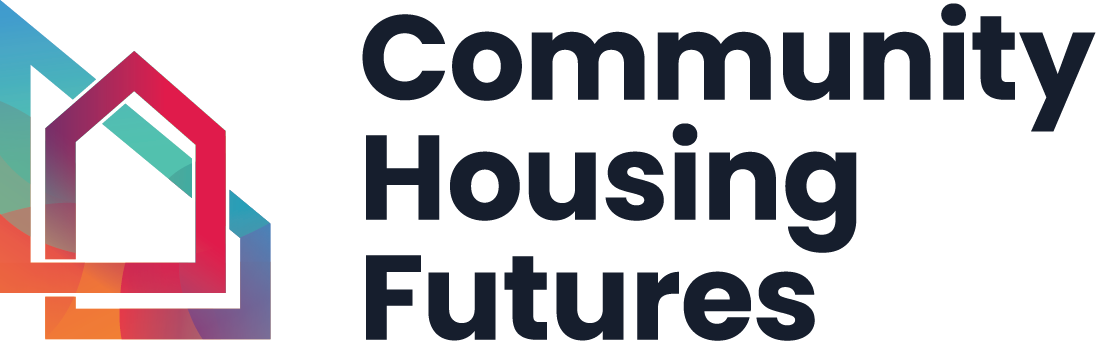 Community Housing Futures logo - a stylised map of Queensland linked to the outline of a house.