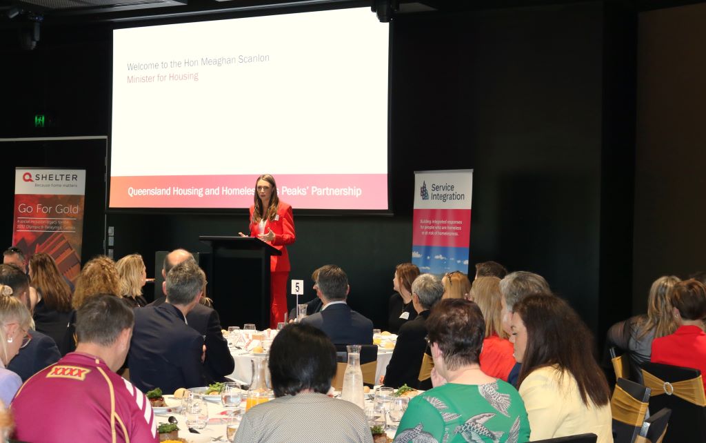 Hon Meaghan Scanlon MP speaking at the Peaks Partnership lunch