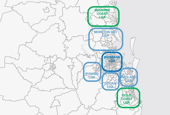 Greater Brisbane SA2 map