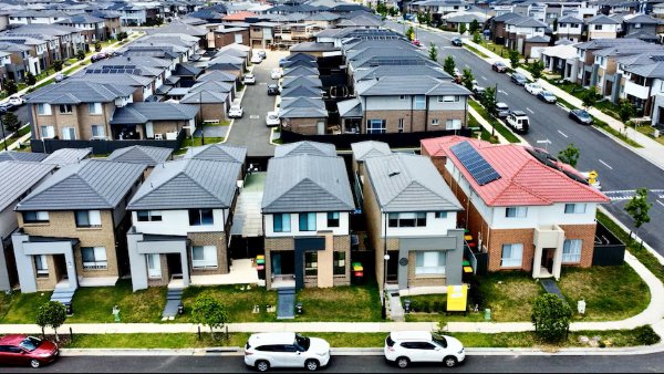 An aerial photo of streets with newly built houses. Photo John Gunn