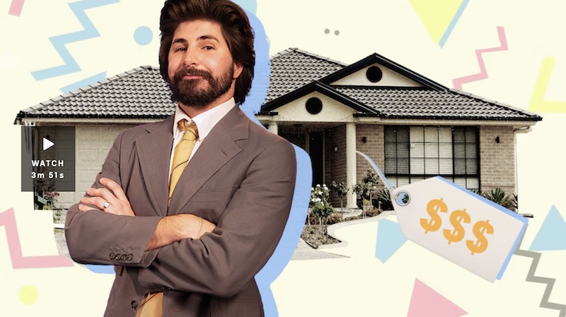 A stylised picture of reporter Joseph Baronio standing in front of a suburban house