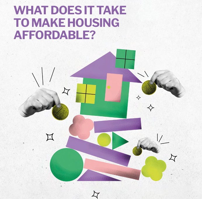 A stylised illustration of a house with hands holding money that is featured in the report