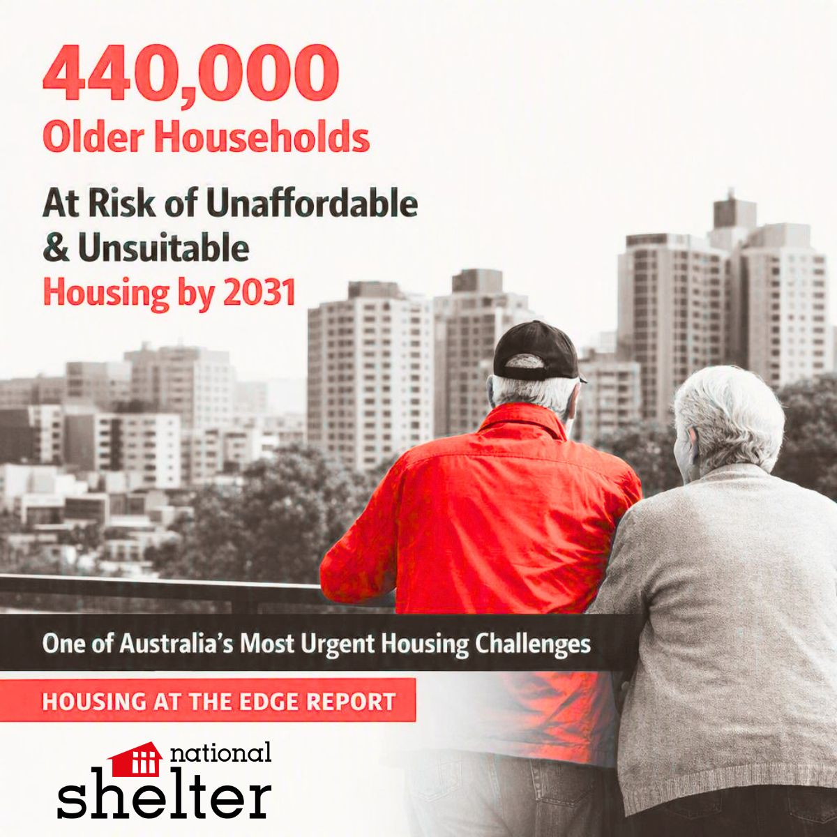 The cover of the National Shelter policy report, on rental affordability for older Australians, 2026